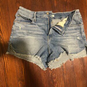Good American Good Curve High Waist Denim Shorts Size 14